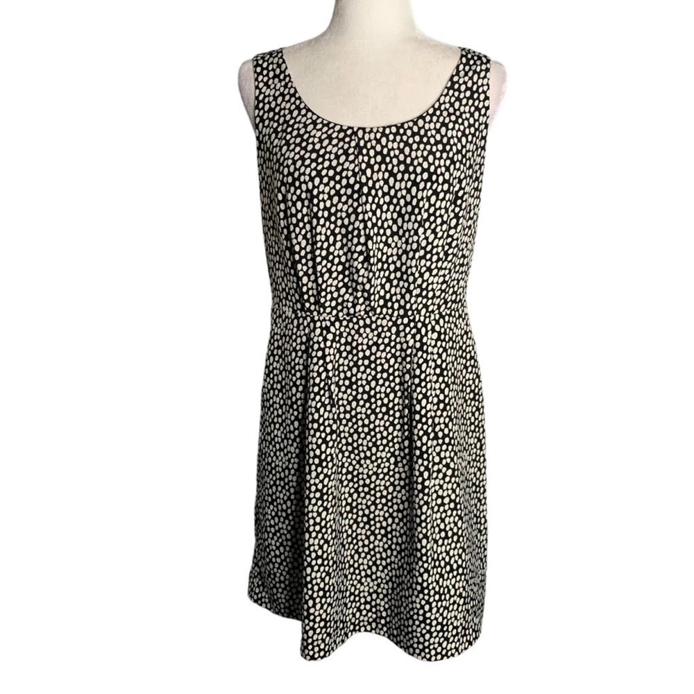 Ann Taylor LOFT Elegant Black and White Polka Dot Mini Sleeveless Sheath Dress 0